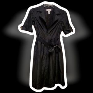Black Bloomingdale's Button-down Belted Dress